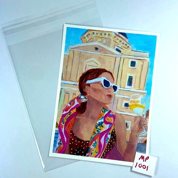 Original Artwork Wine Lover Art Print Fashion Wall Decor Handmade Travel Art - Picture 7 of 9